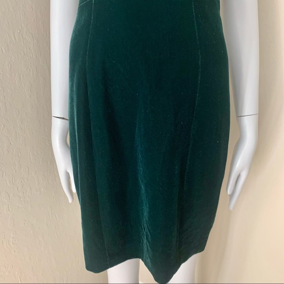 ELIE TAHARI Velvet Green Sleeveless Sheath Dress Cut Out Cocktail Party Size 0 - Picture 10 of 16